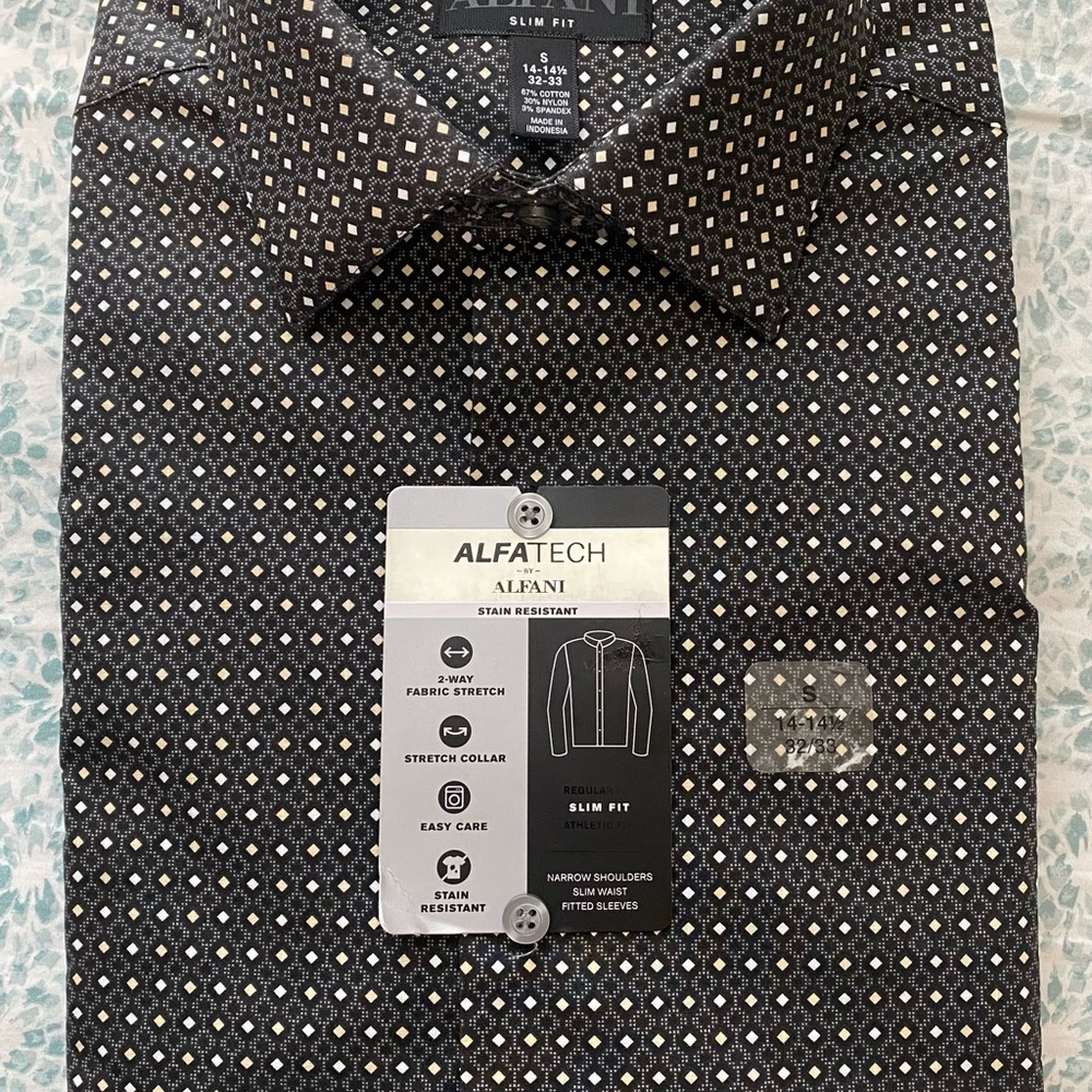 Alfani Mens Slim fit Dress shirt small size  14.4 32.33
